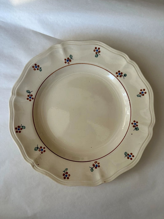 French vintage sarregiemines cream floral flat plate