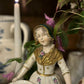 French medieval Capodimonte 19th century unique colored glazed ceramic statue doll porcelain doll