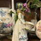 French medieval Capodimonte 19th century unique colored glazed ceramic statue doll porcelain doll