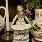French medieval Capodimonte 19th century unique colored glazed ceramic statue doll porcelain doll