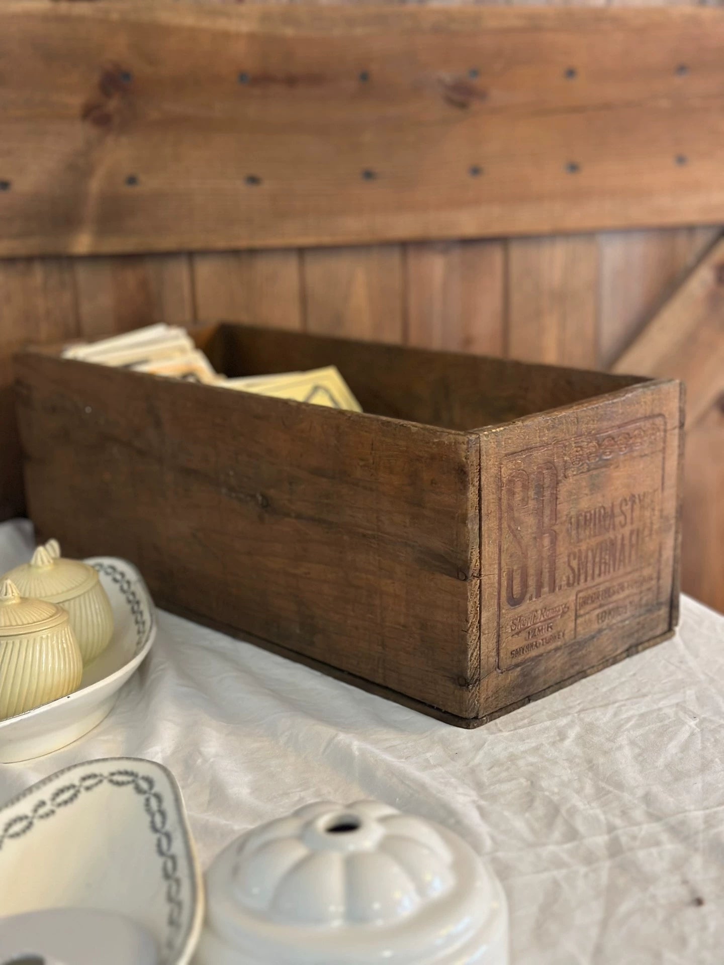 French medieval vintage country style storage wooden box